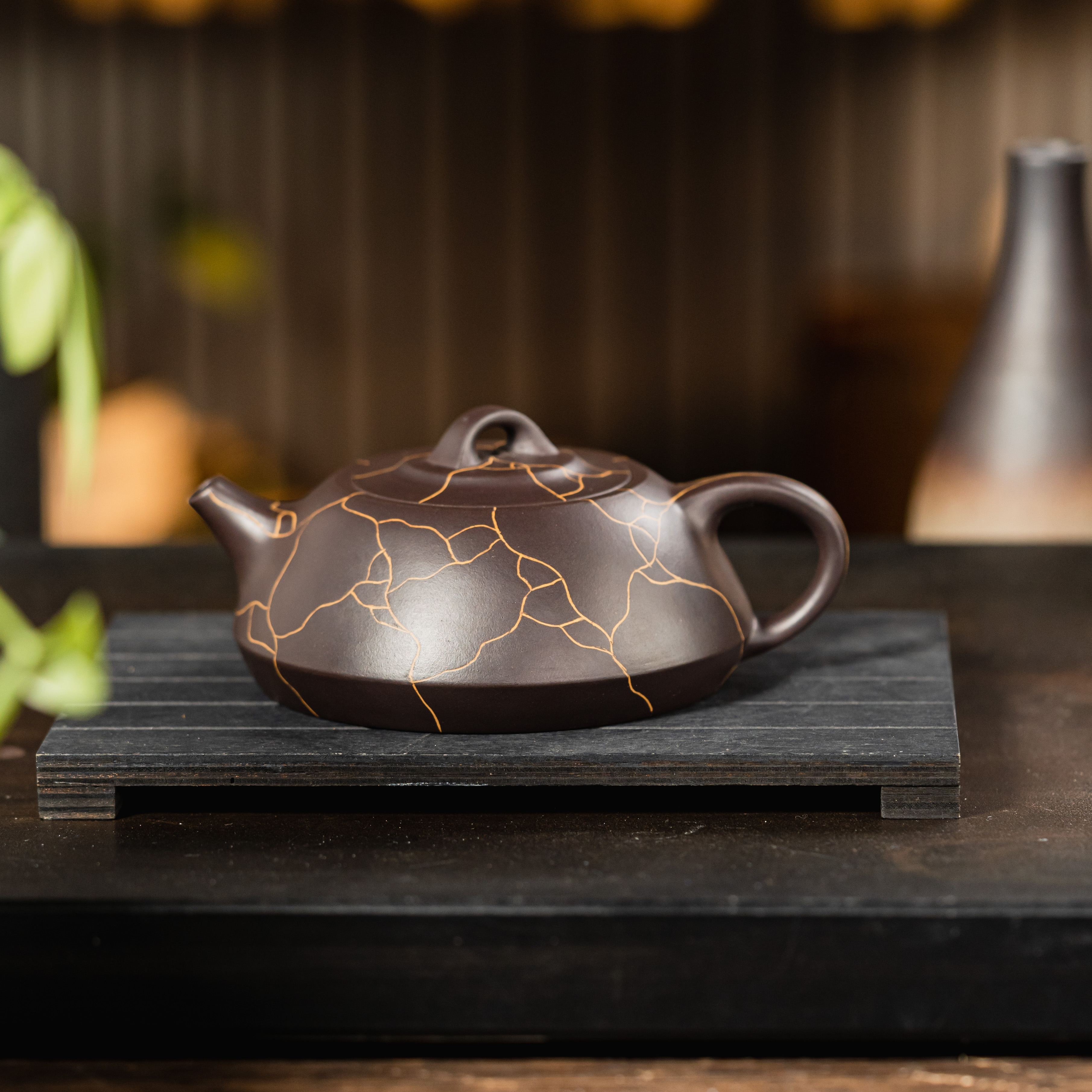 LF-051 宜兴手工紫砂 冰绞石瓢