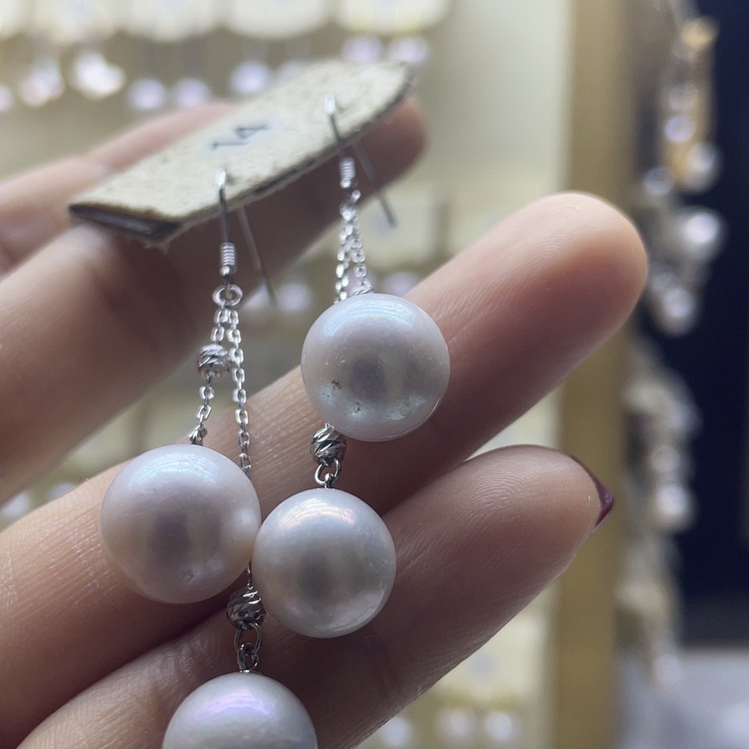 淡水珍珠耳饰银S925镶嵌