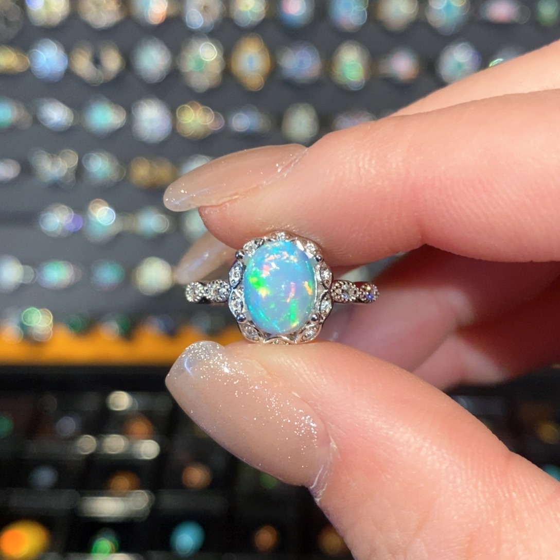 欧泊银S925镶嵌欧泊戒指