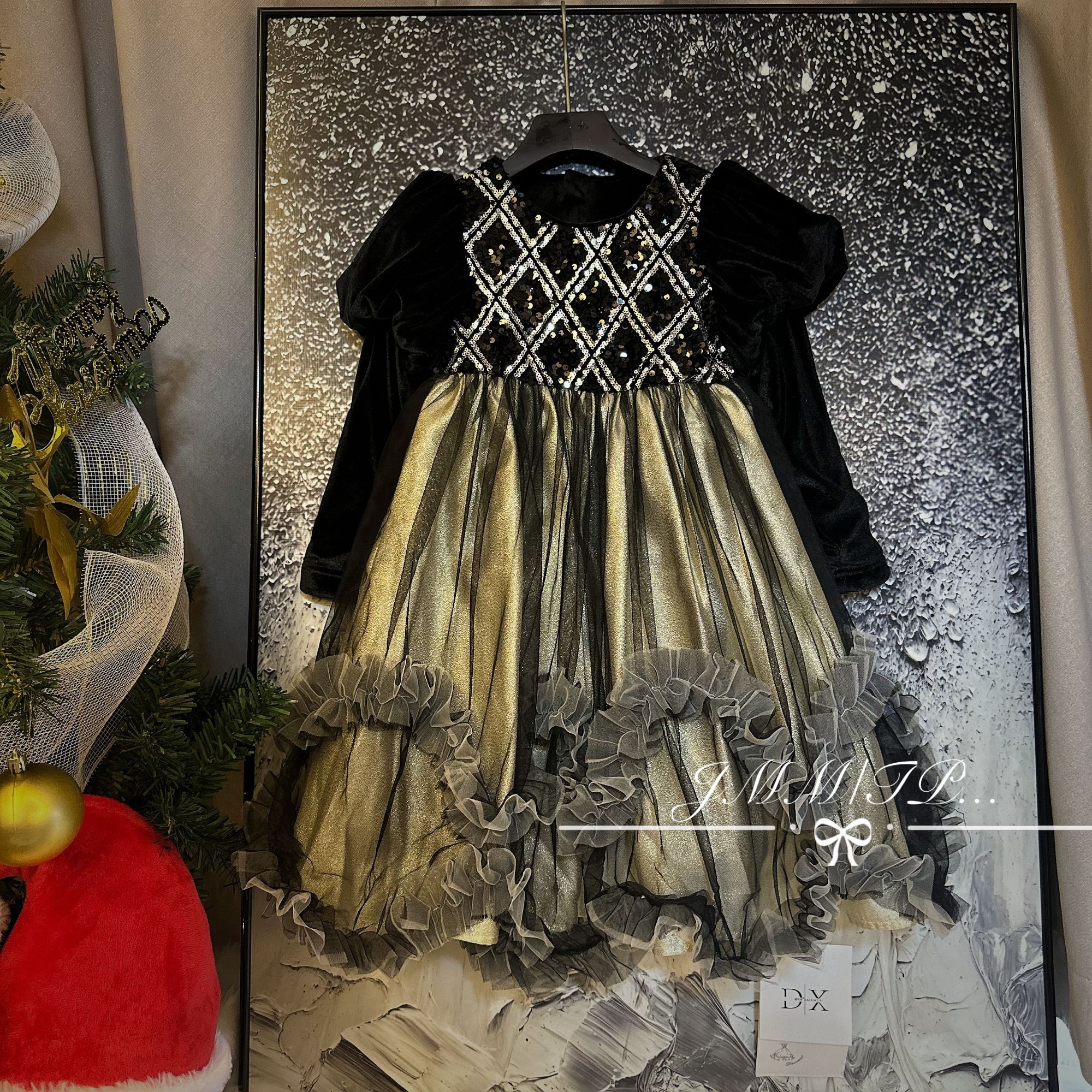 【秋冬款】D038韩版女童公主裙亮片网纱连衣裙