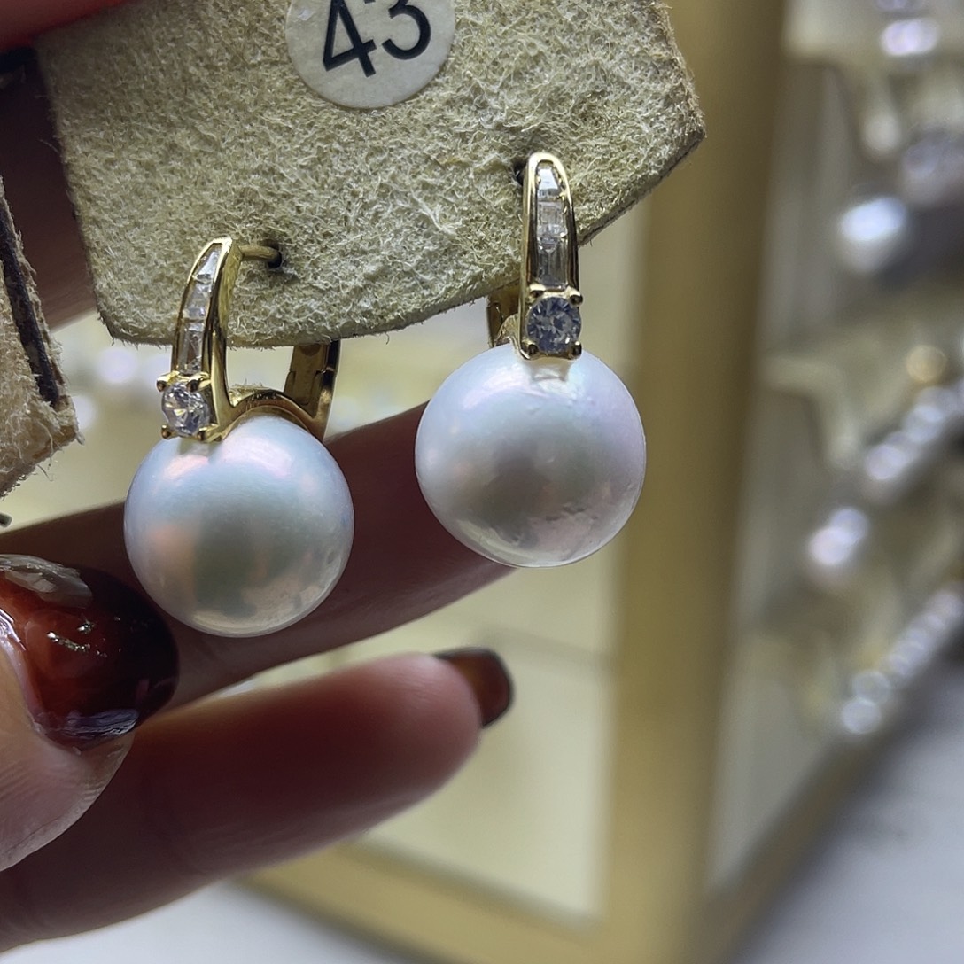 淡水珍珠耳饰银S925镶嵌