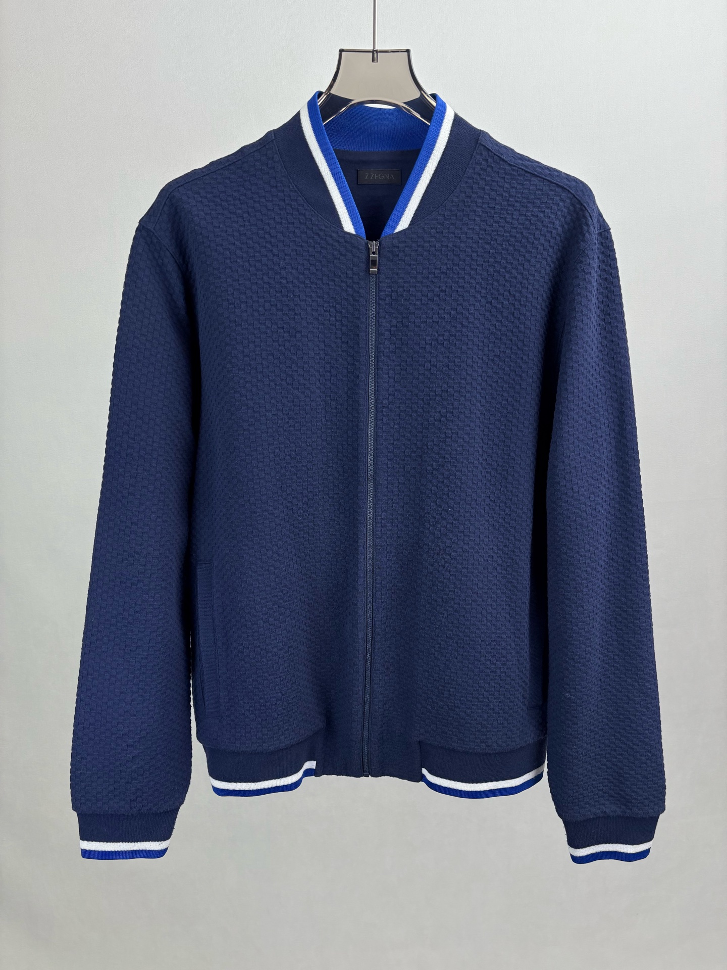 99新 YSL/圣罗兰  ZEGNA杰尼亚深蓝色拉链夹克外套 洗标遗失15454