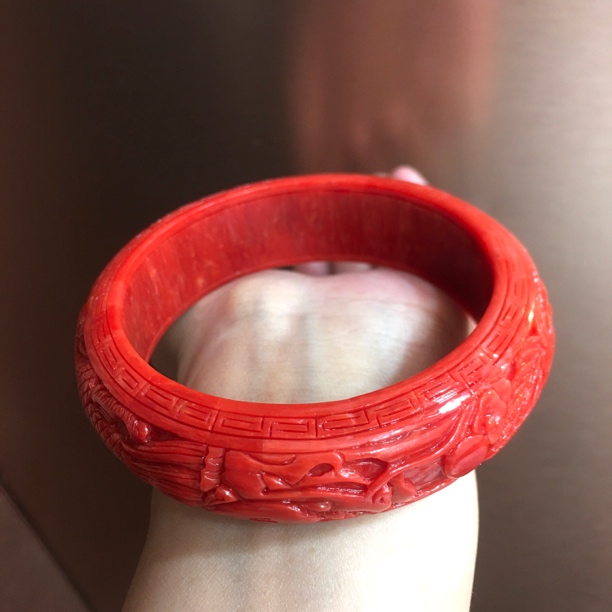 意大利沙丁雕刻龙凤手镯