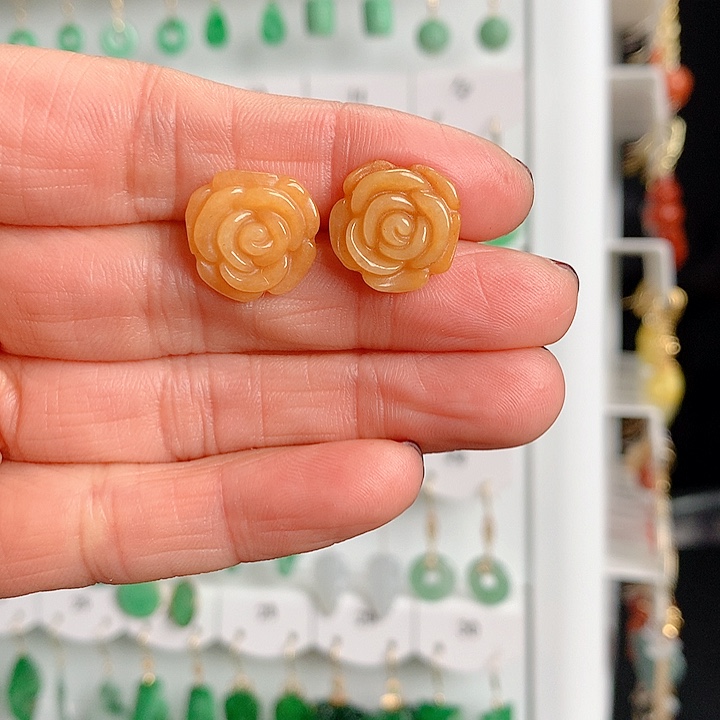 翡翠耳饰银S925镶嵌翡翠