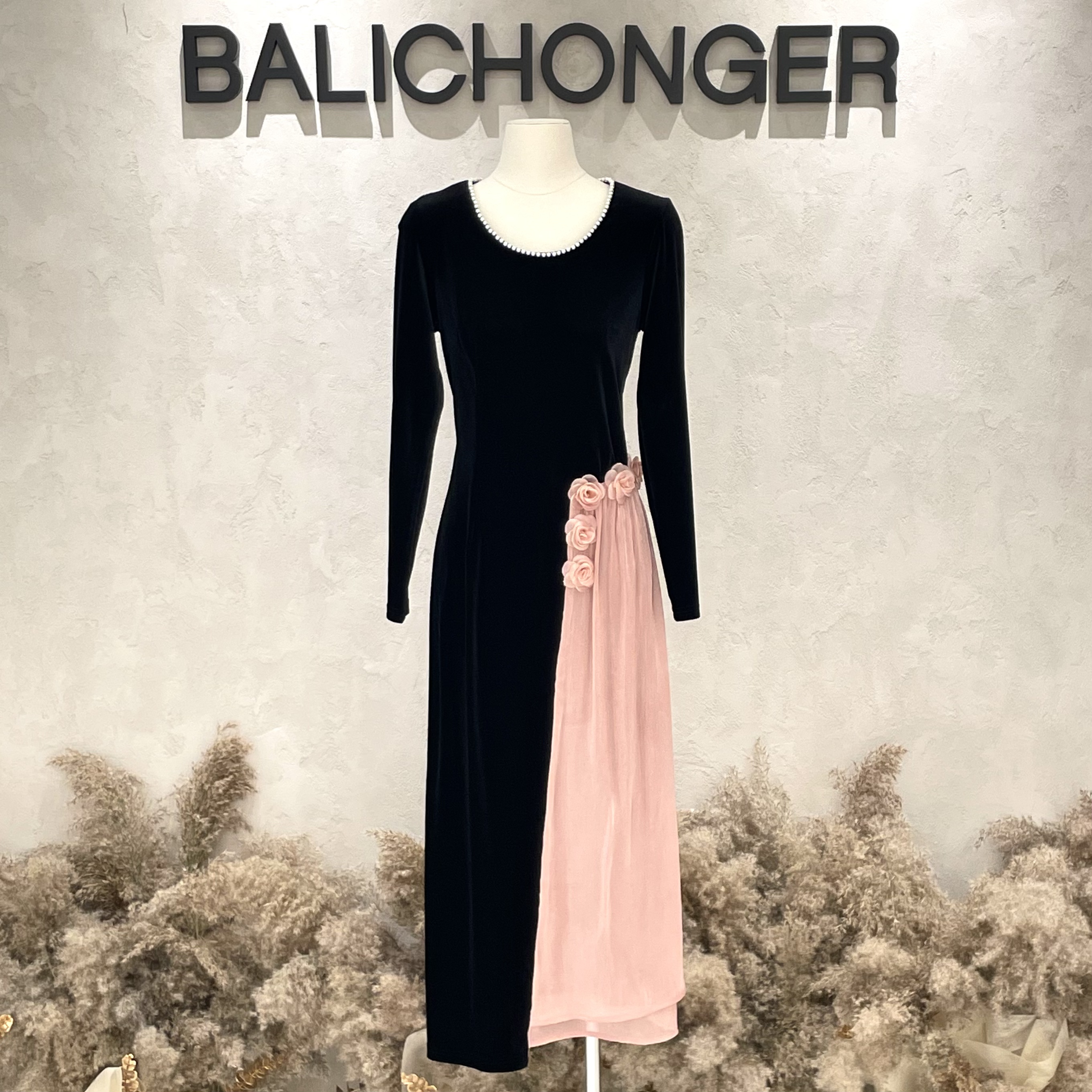 TANG-FEI胭色 【桃之夭夭】MY0032黑色轻奢气质显瘦连衣裙