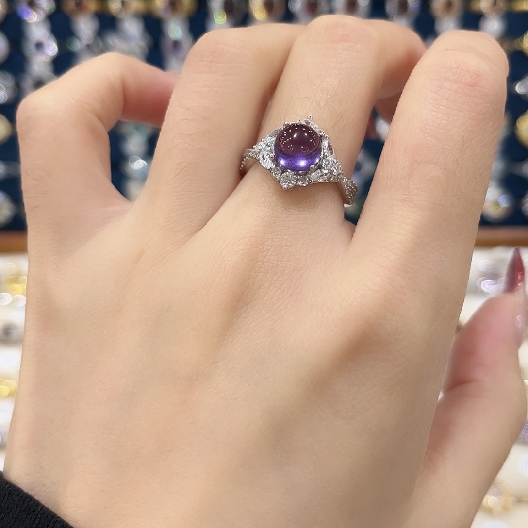 紫晶女款银S925镶嵌戒指