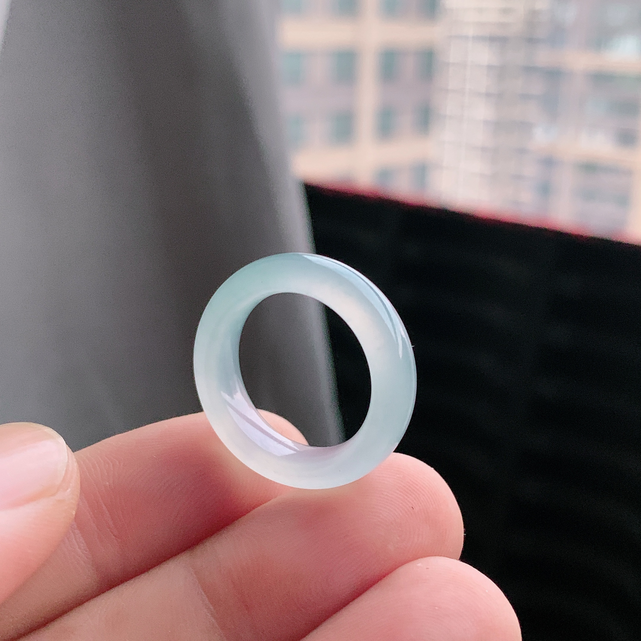 戒圈玉指环女款冰透天然a货翡翠起胶戒指指环尺寸17.5x6.8x4