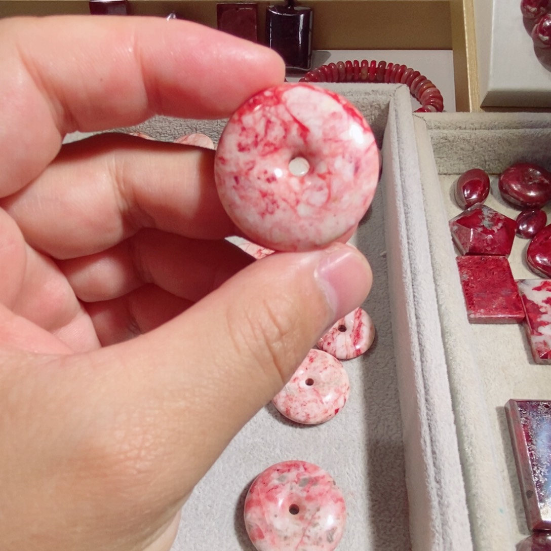 天然辰砂爱*梦原石平安扣