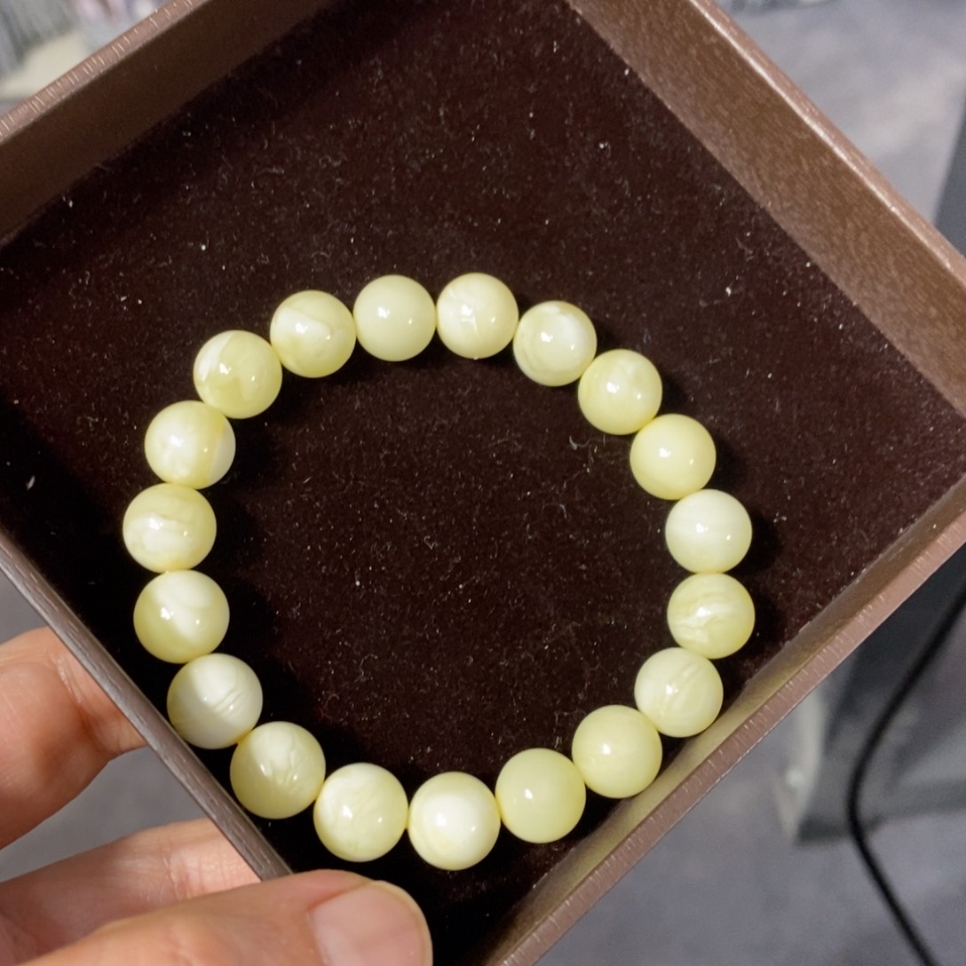 琥珀裸石未镶嵌10mm同料白蜜手串