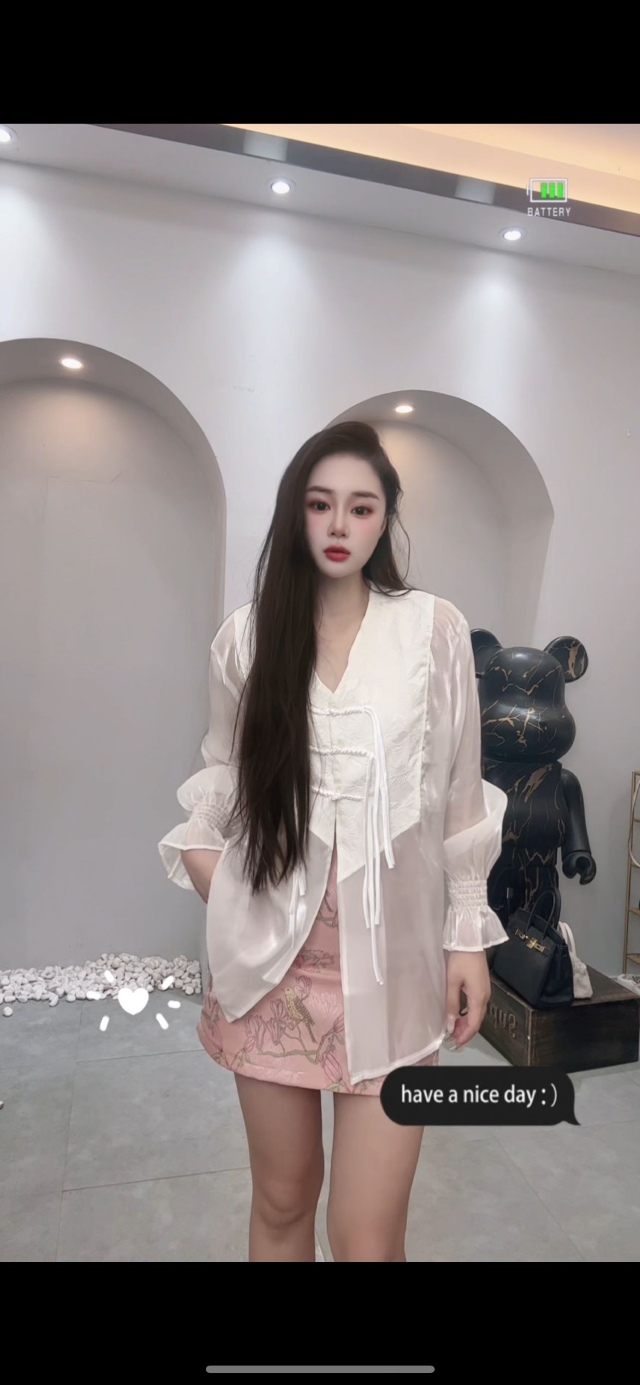 中国风温柔衬衫加浮雕安全裤半身裙两件套