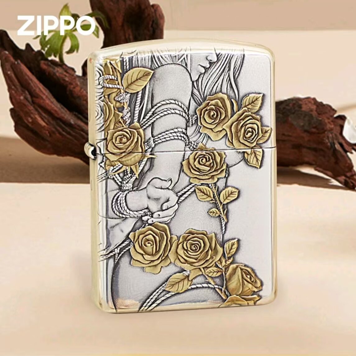 ZIPPO打火机/镀银鎏金【五面玫瑰女郎】立体DY9918FD【佳佳】