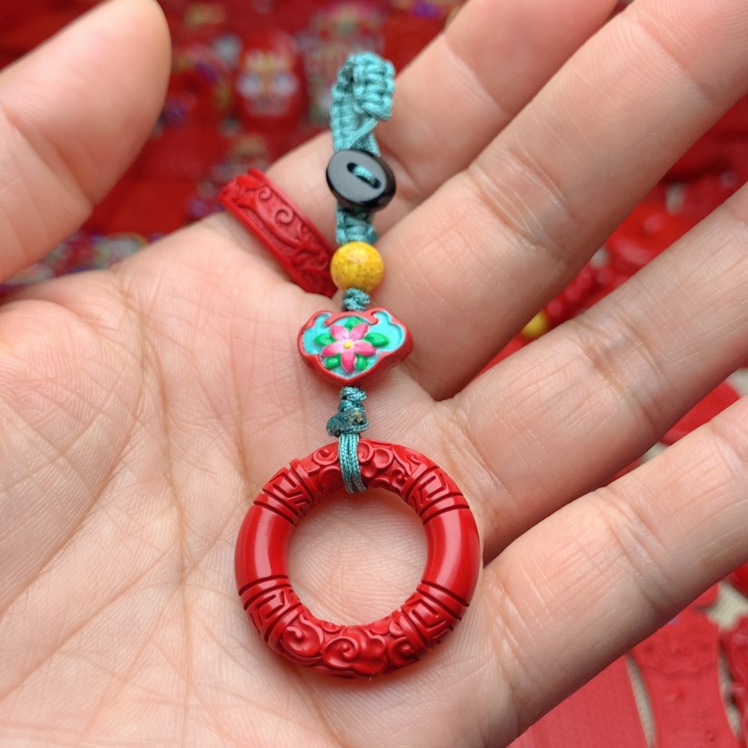 天然辰砂工艺品朱砂钥匙扣