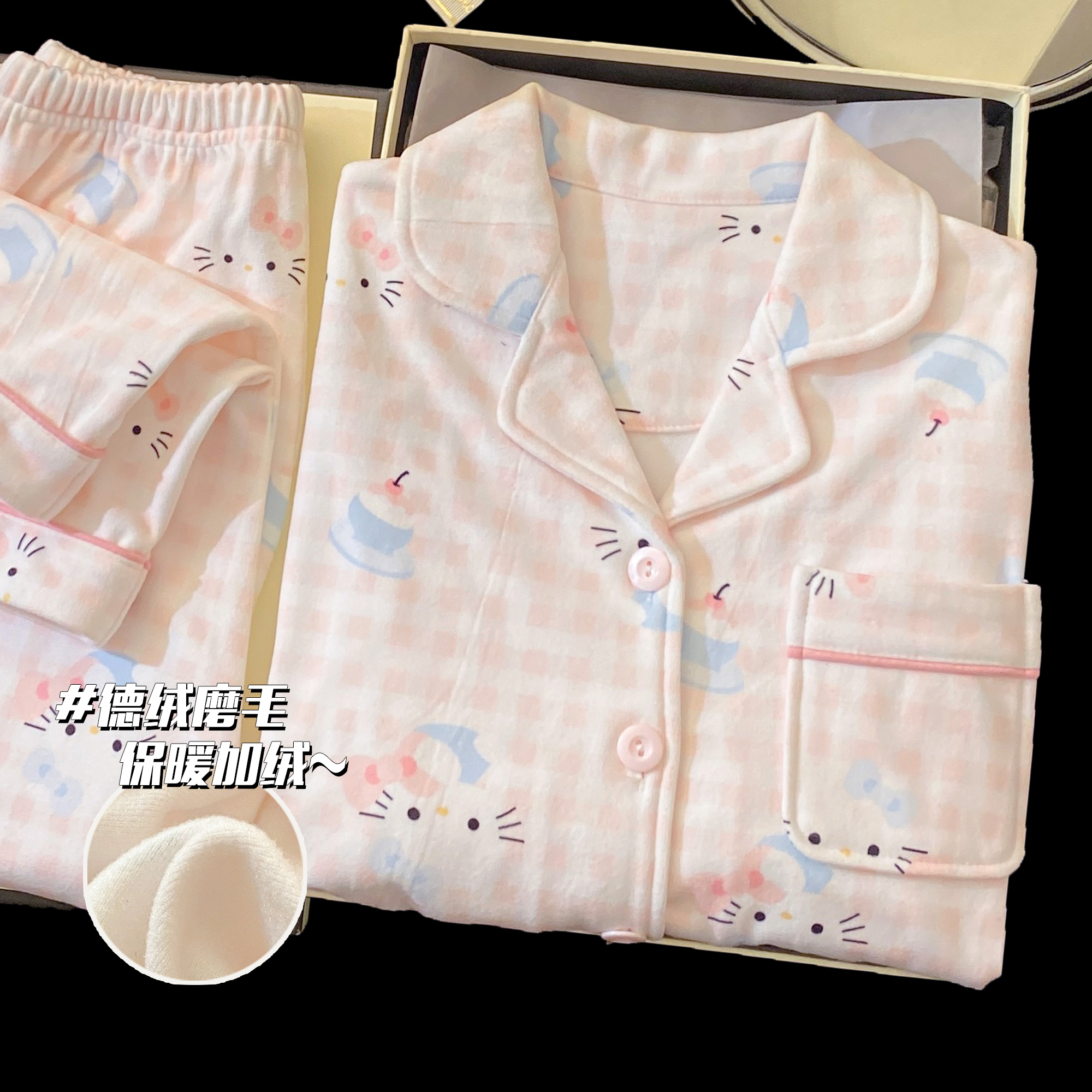 2025新款德绒冬款儿童睡衣女秋冬季长袖女童小女孩加绒加厚家居服