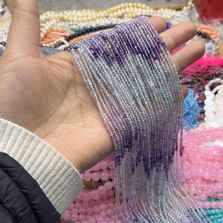 玛瑙/玉髓珠宝半成品未镶嵌一条2mm渐变萤石