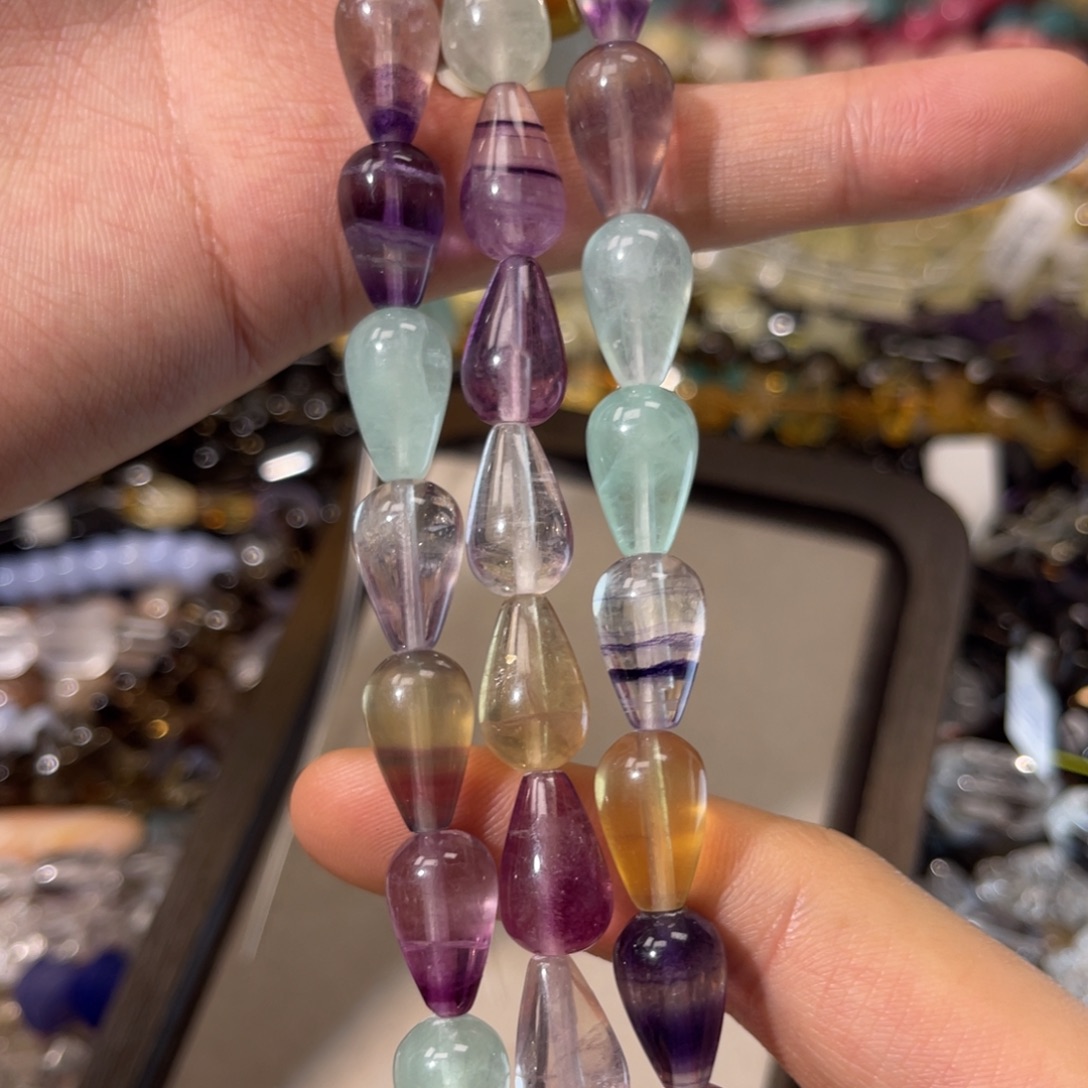 烟晶银S925镶嵌手链天然莹石水滴卡10