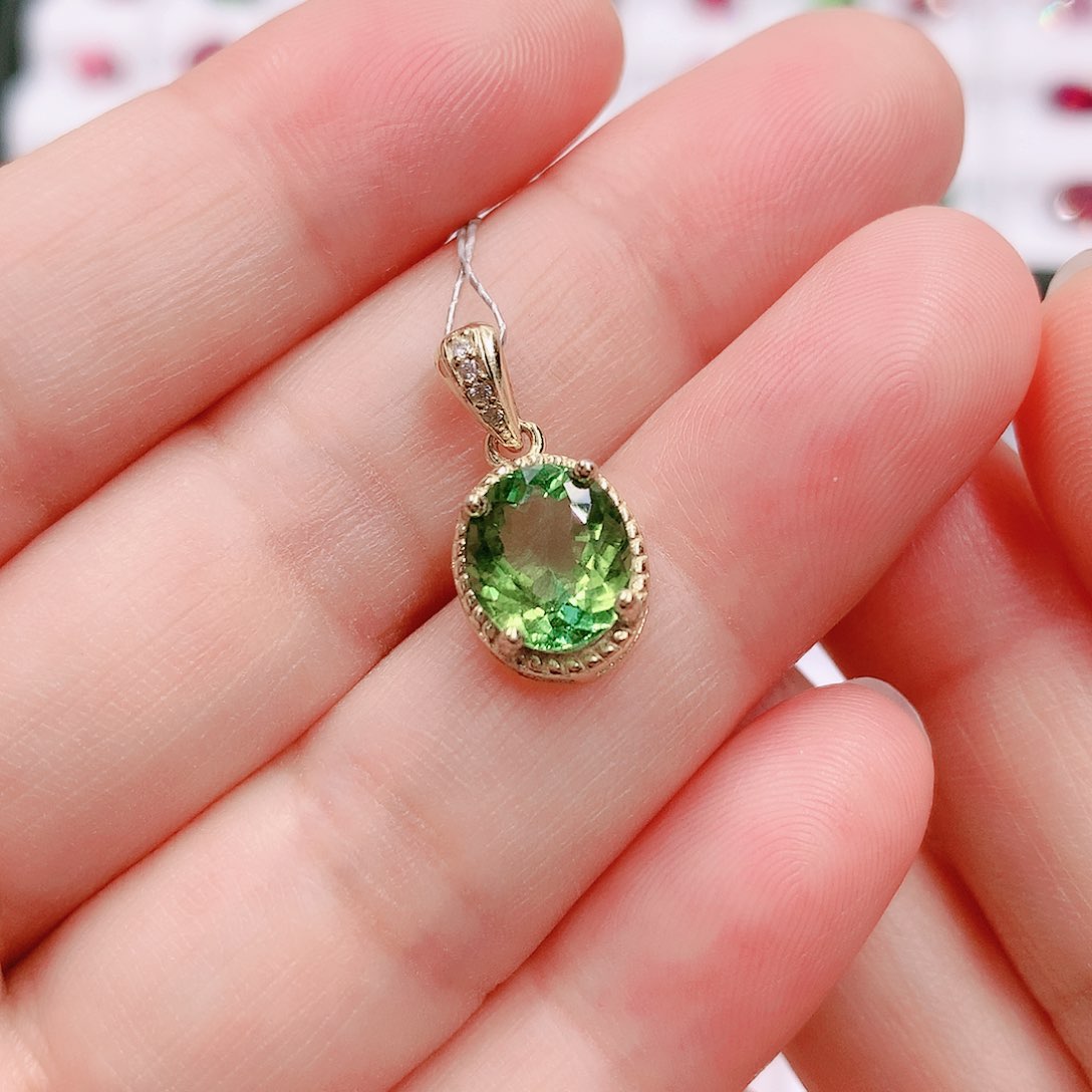 碧玺吊坠(不含链)银S925镶嵌