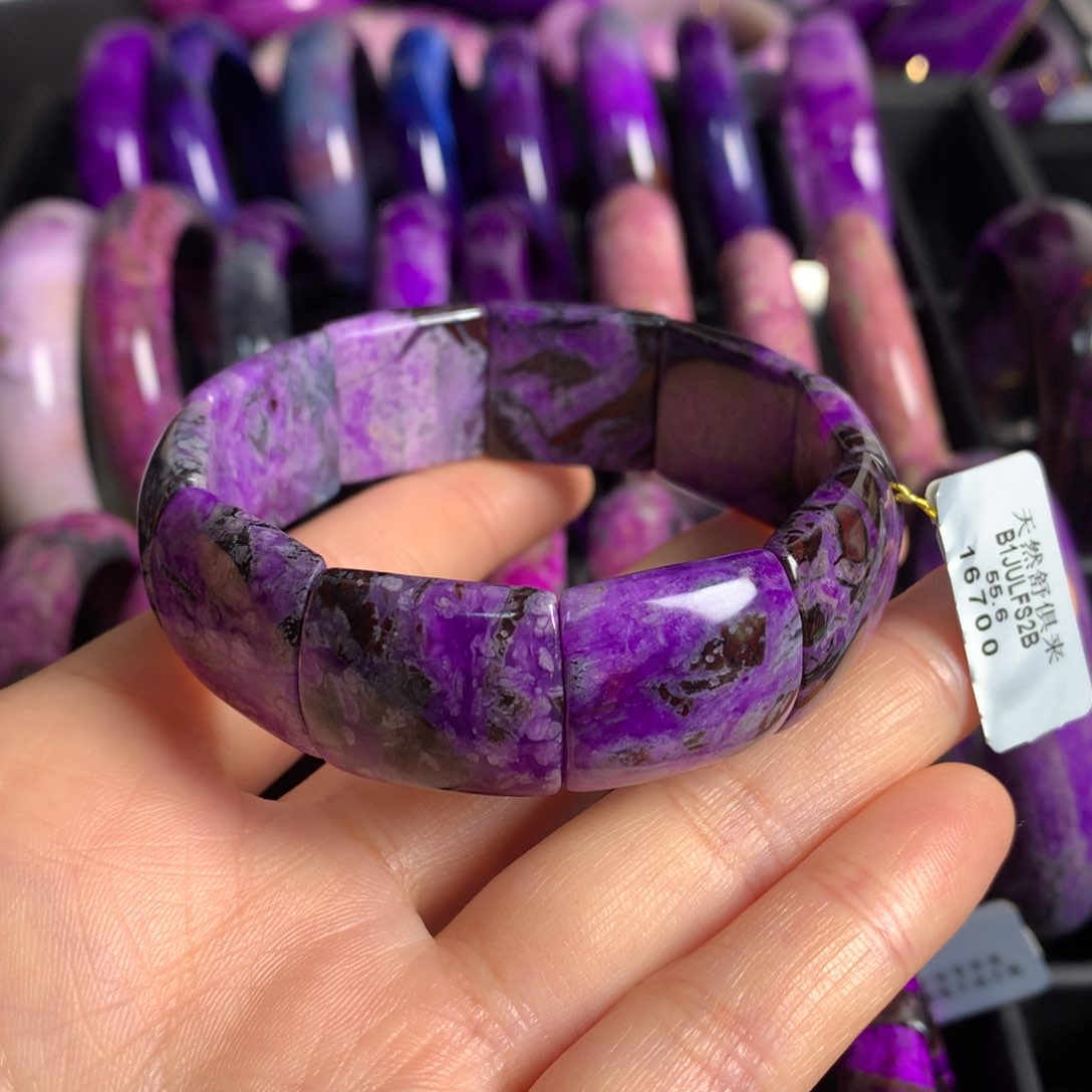 苏纪石（舒俱来）未镶嵌紫樱花宽版镯排