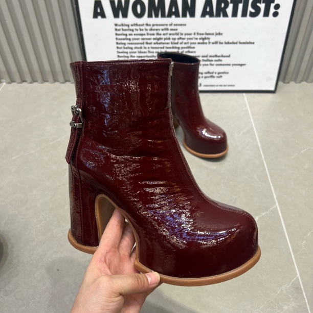 主播推荐2025（819-9）10公分粗跟短靴时尚英伦瘦瘦靴防水台短靴