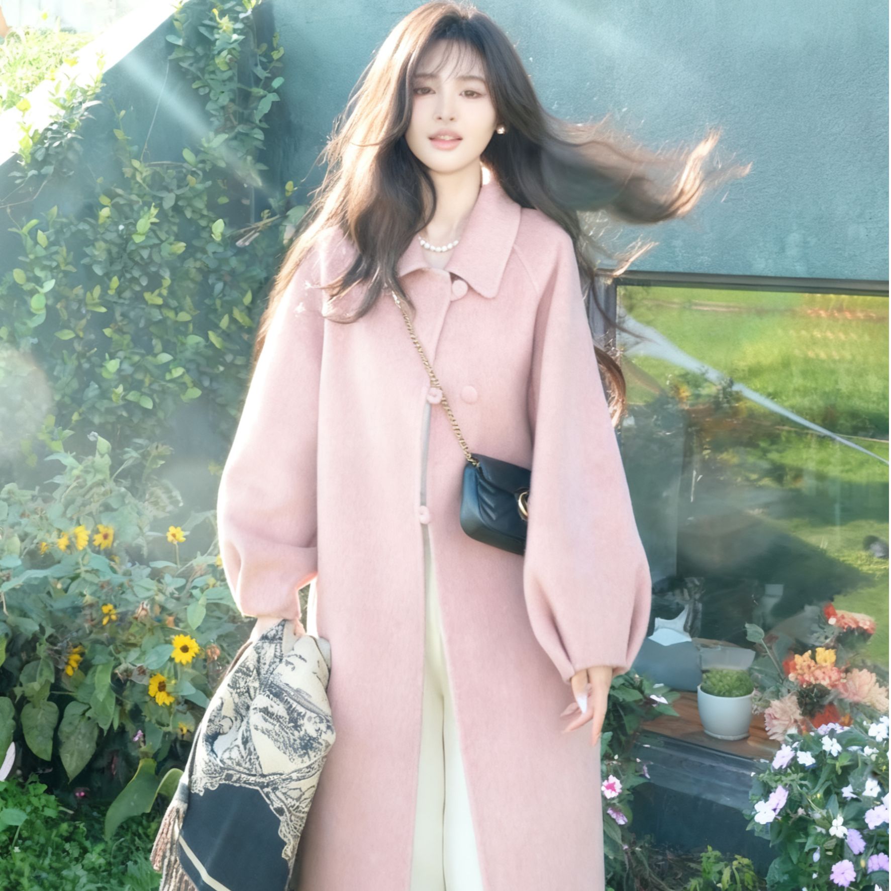 2025秋冬新款双面羊毛大衣女中长款气质宽松加厚毛呢外套2507款