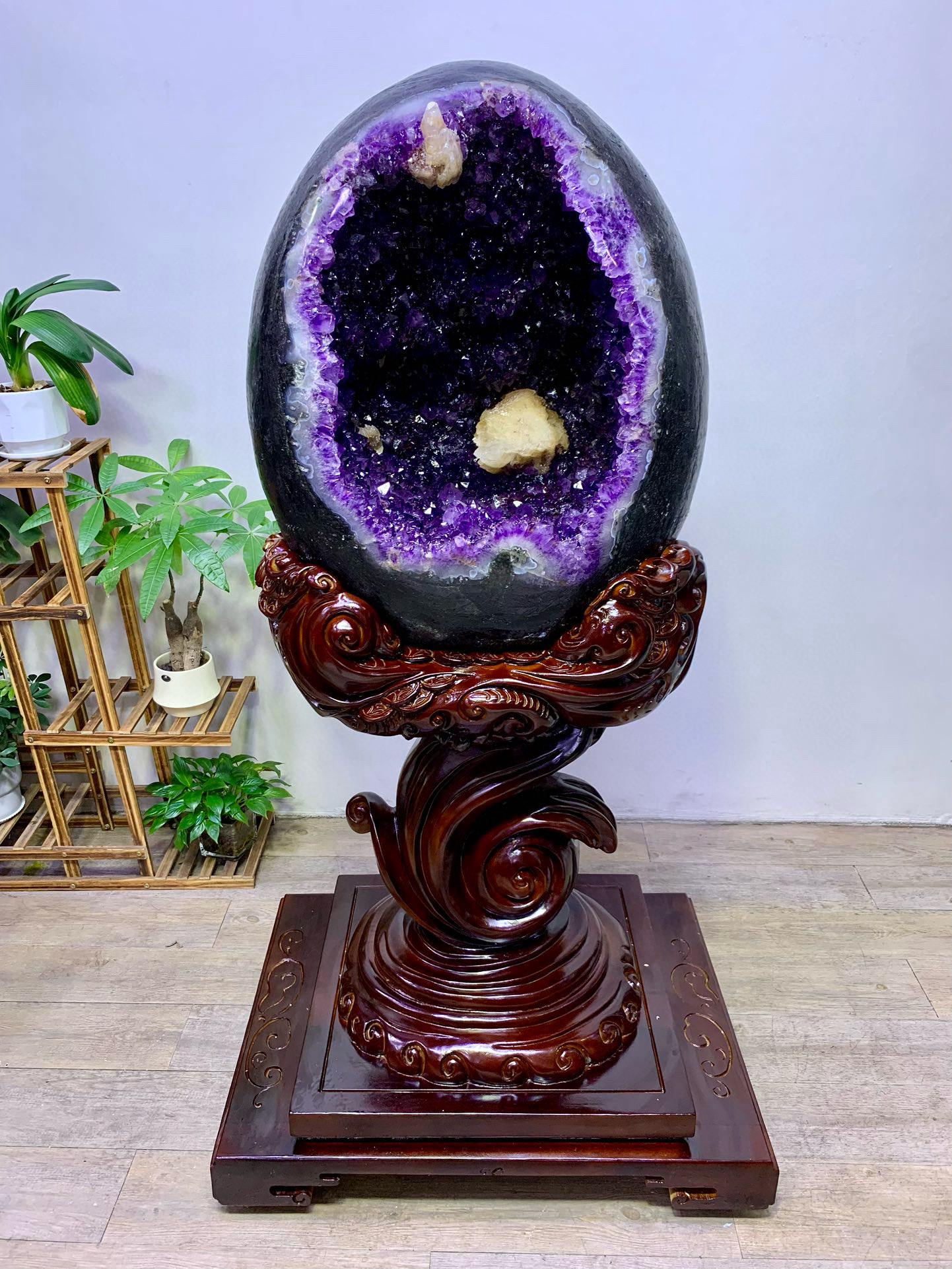 天然乌拉圭紫水晶恐龙蛋摆件居家玄关办公室落地紫晶洞新品包邮