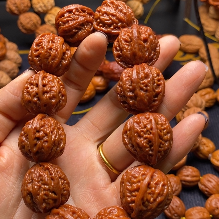 【闪购商品】吊坠文玩核桃M****e火焰纹龙脊八棱手串