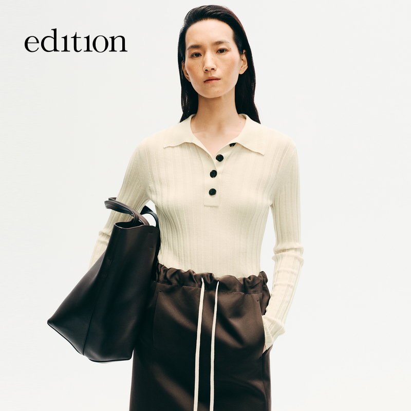 【商场同款】edition2025冬季新款丝毛针织polo衫#EBE4SWT046