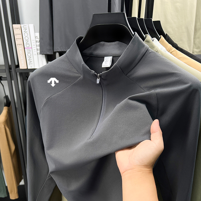 奥特莱斯撤柜丨迪桑家长袖T恤男士半拉链春秋季休闲运动透气上衣