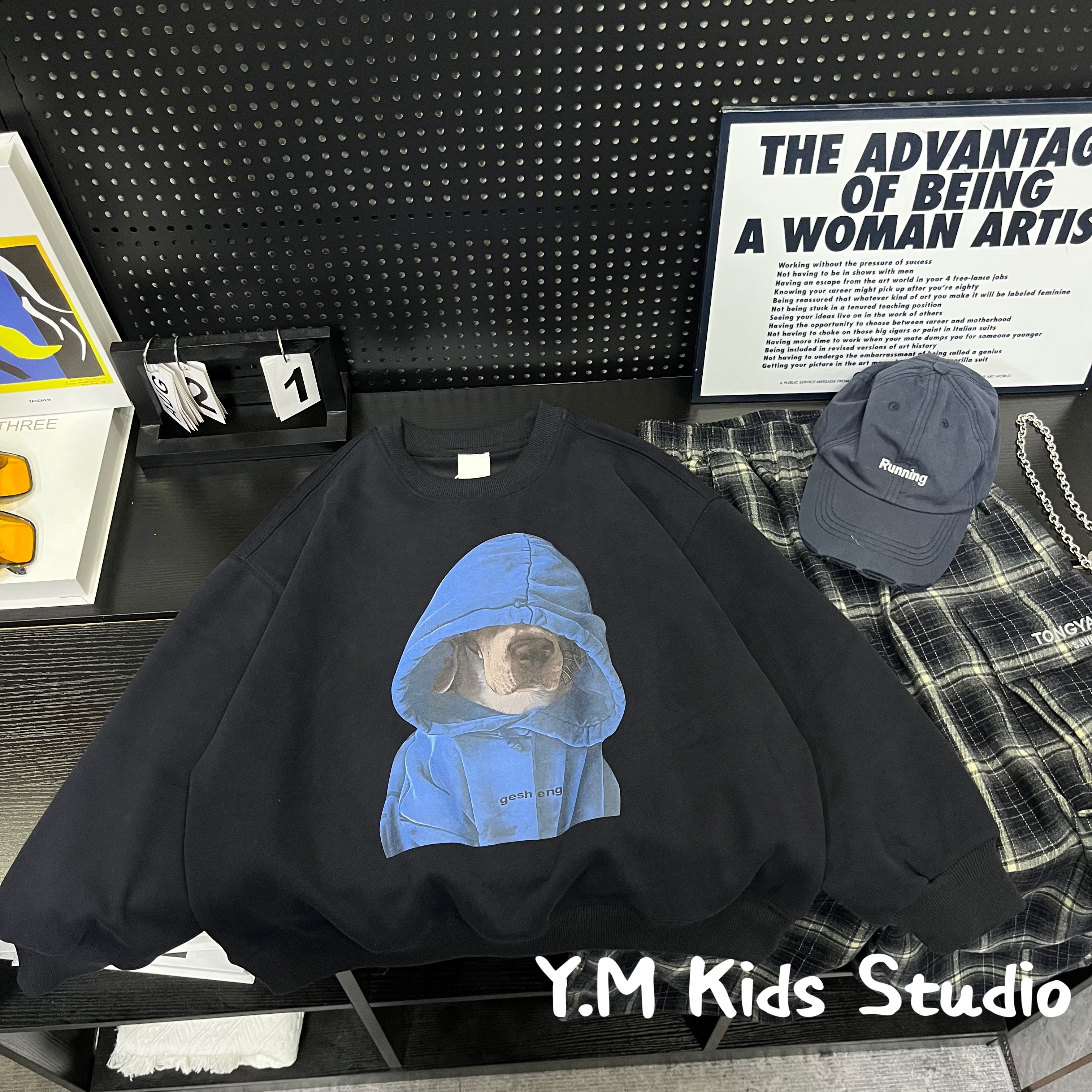 【Y.M KIDS】2025秋季新款儿童圆领卫衣狗狗潮流韩版宽松男童上衣