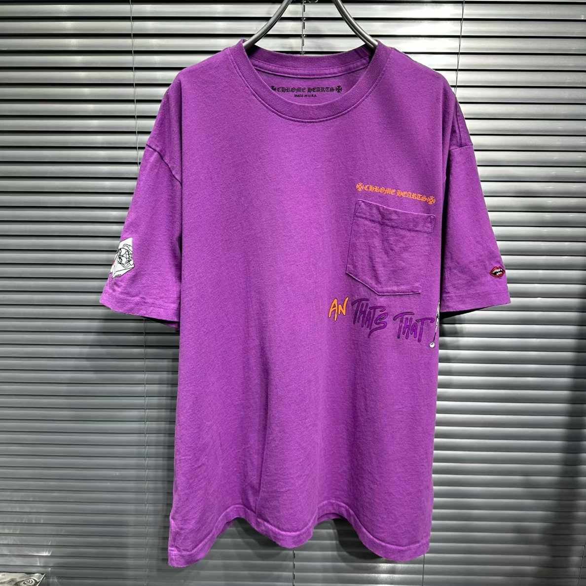 未使用 Chrome Hearts/克罗心 x mattyboy 前后涂鸦紫色短袖xxl码