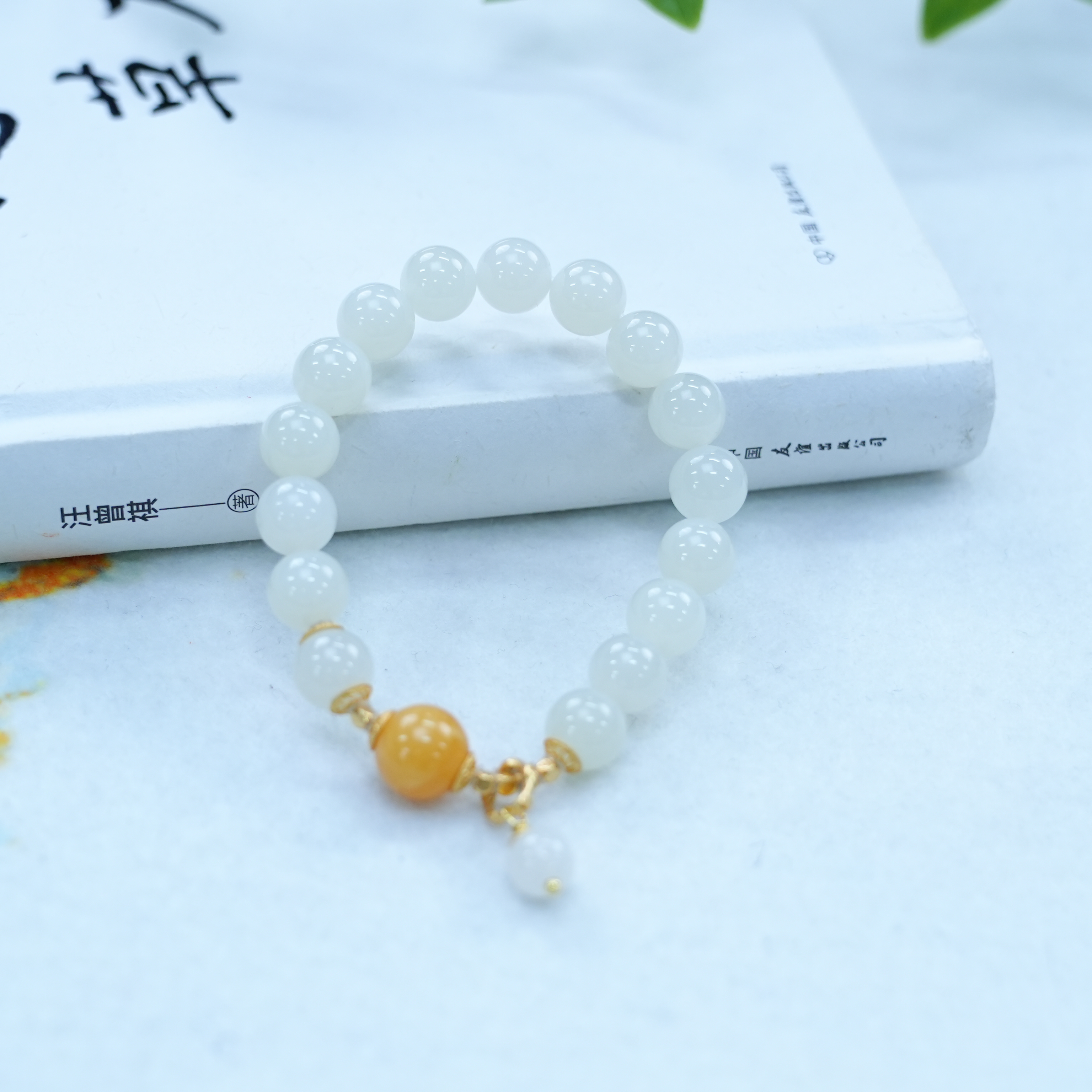 【睿泽&小池专属】s925和田玉白玉搭蜜蜡手串 8-11mm KS0070109