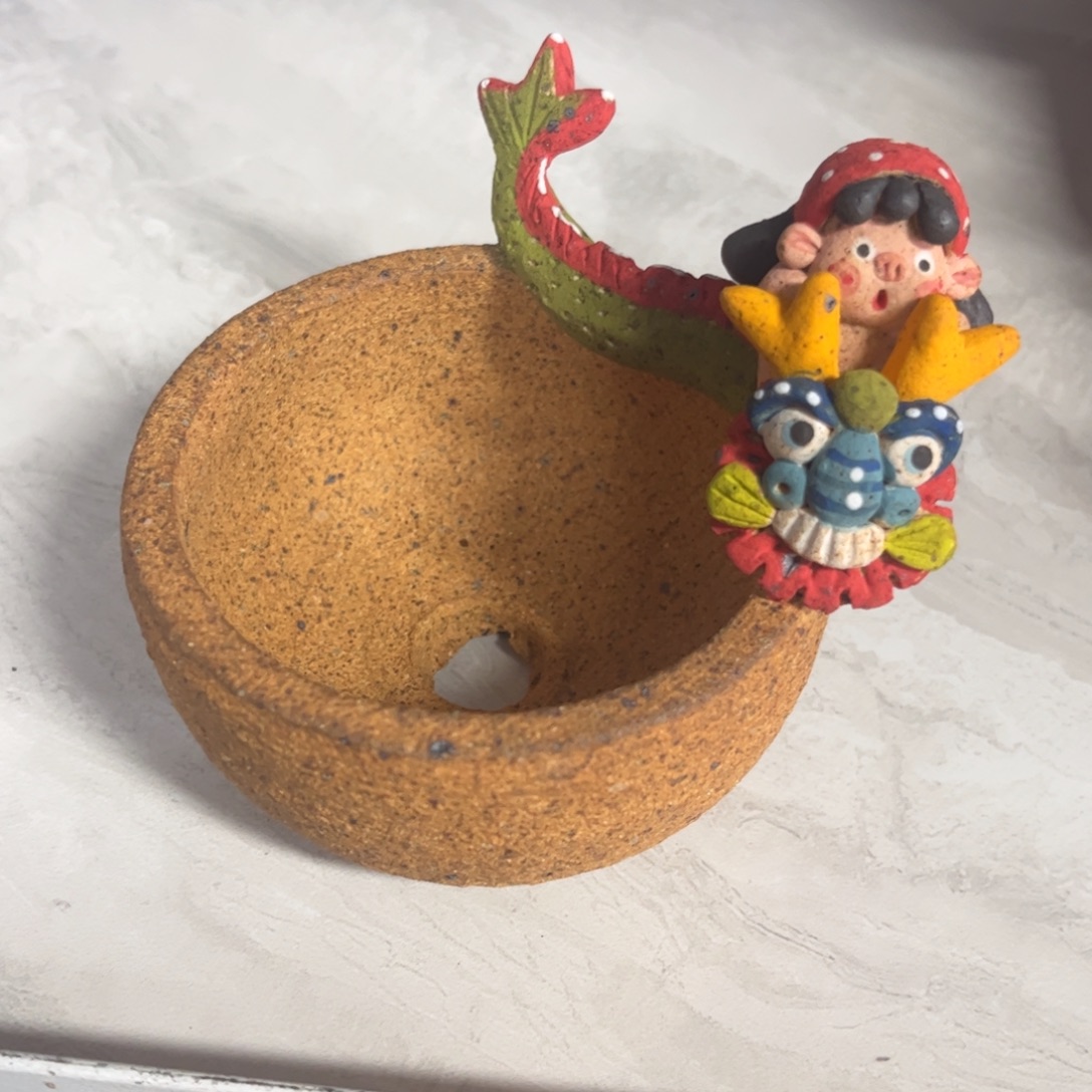 泥塑古镇炻陶花盆