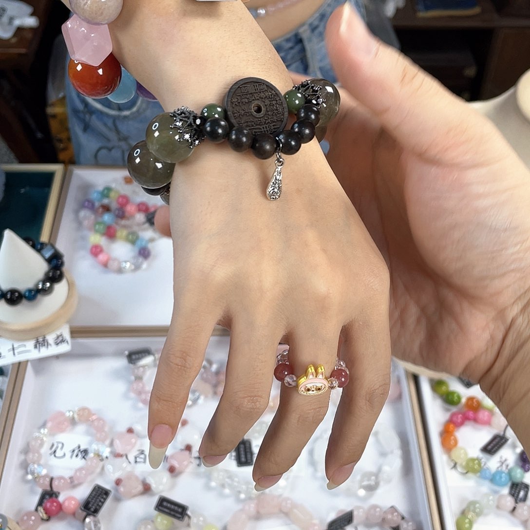 水晶手链银S925镀金镶嵌