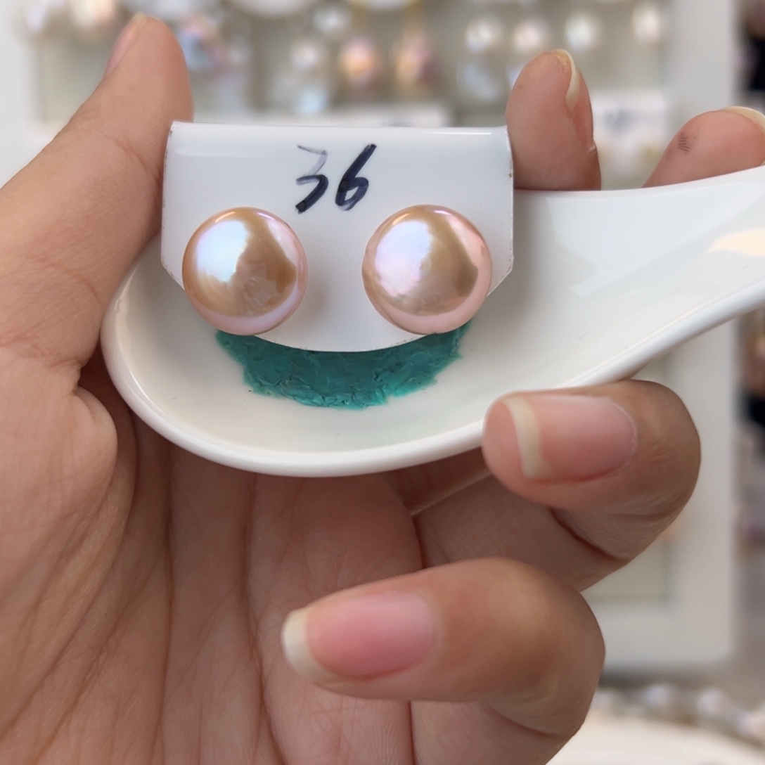 淡水珍珠耳饰银S925镶嵌