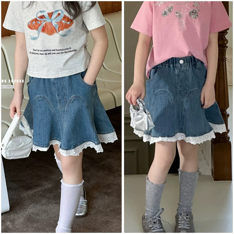 2451儿童夏款花边牛仔半裙