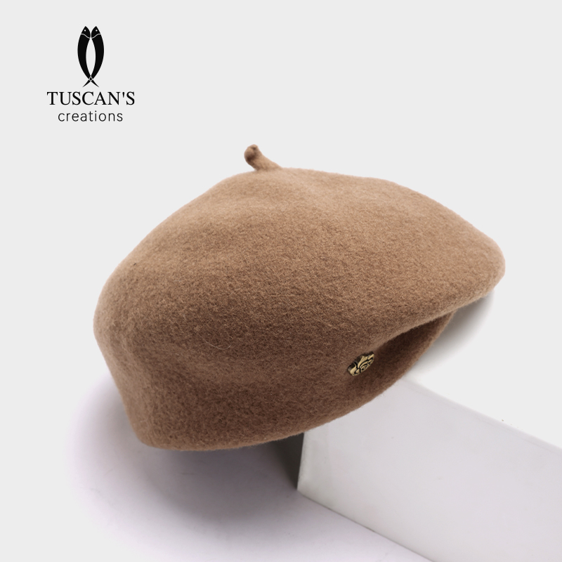 TUSCAN'S CREATIONS复古法式帽子秋冬日系贝雷帽圆顶保暖帽子