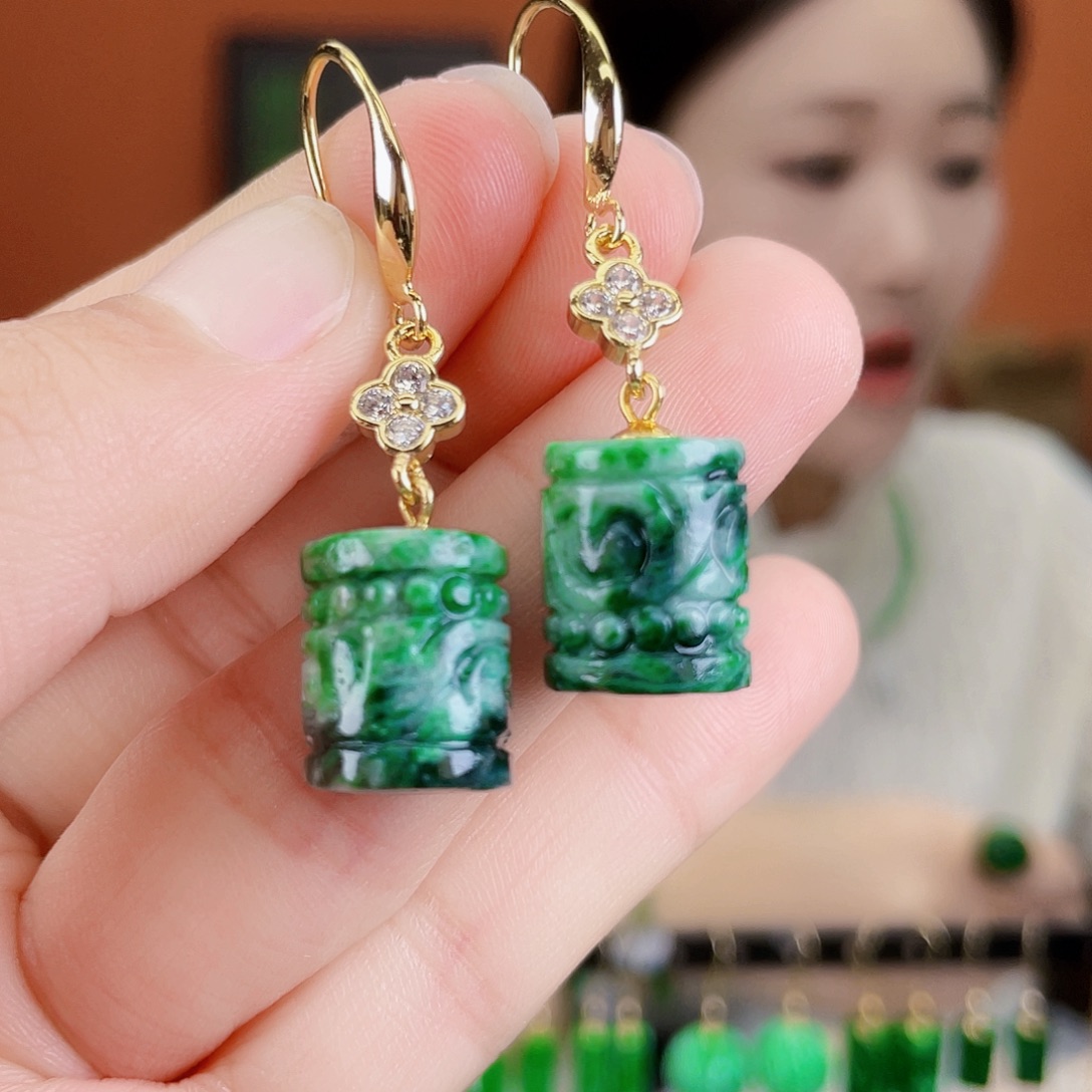 翡翠未镶嵌耳饰饰品