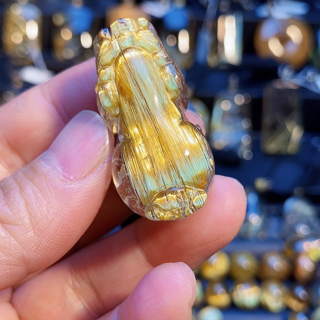 发晶颈饰未镶嵌天然钛晶貔貅吊坠