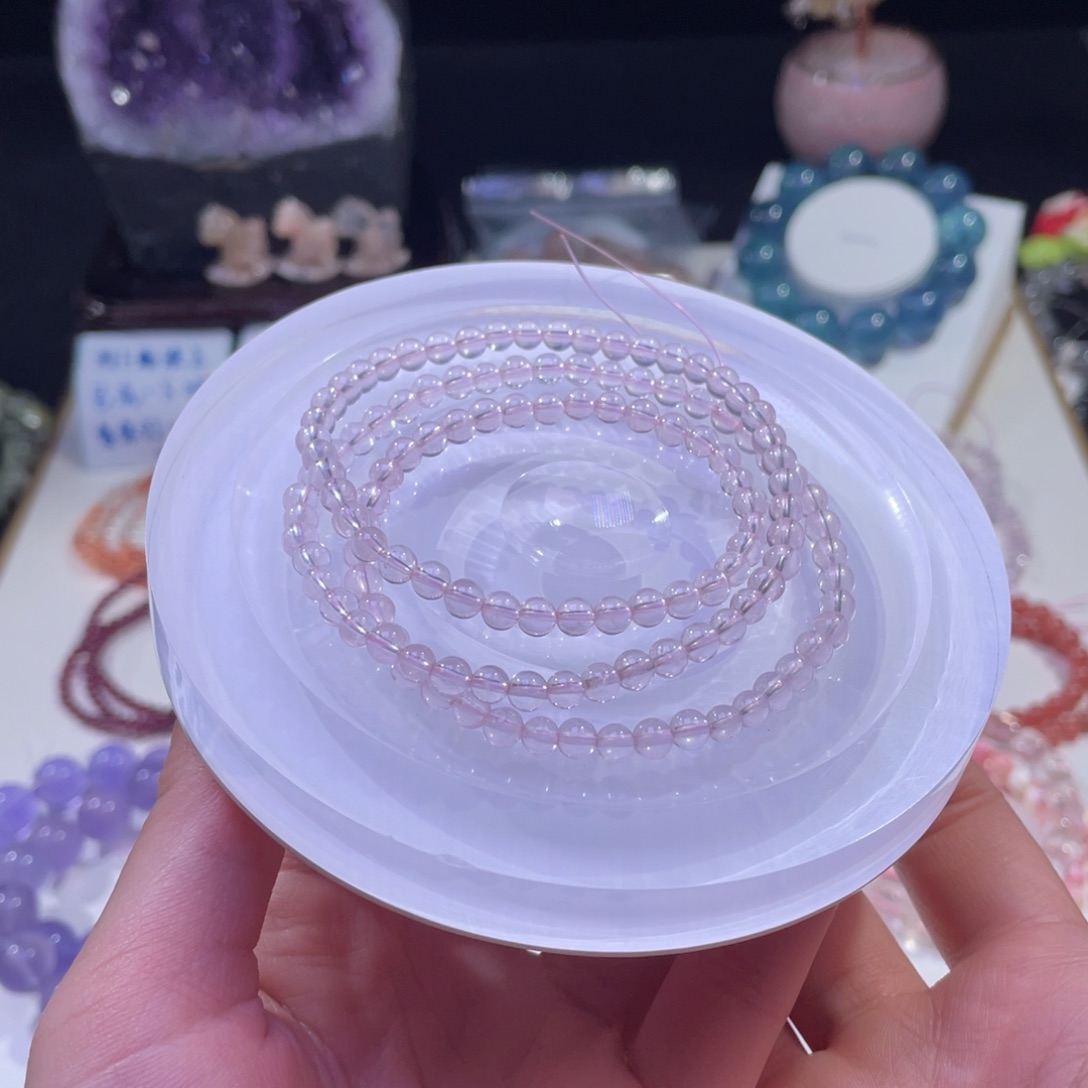 未镶嵌手链水晶星光莫粉粉水晶4+