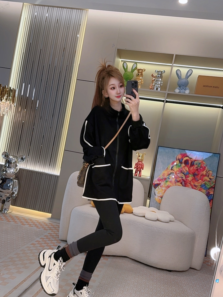 时尚百搭显瘦遮肉小个子遮屁股百搭休闲卫衣外套