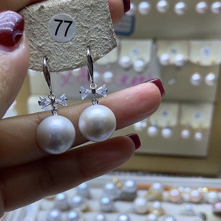 淡水珍珠耳饰银S925镶嵌