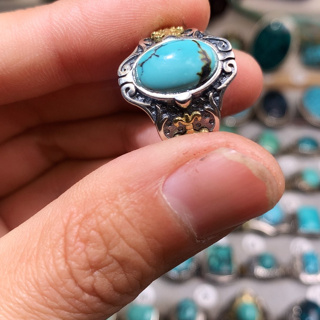 绿松石挂件银S925镶嵌