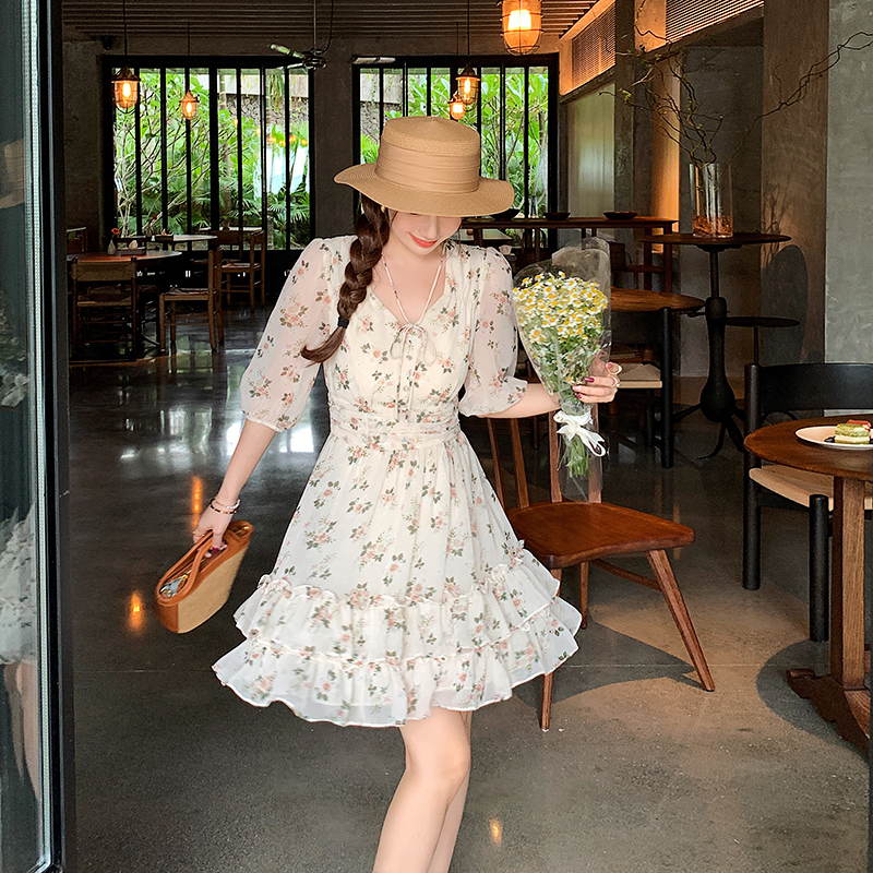 [40号 直播福利] 5/20-25 法式碎花裙雪纺连衣裙