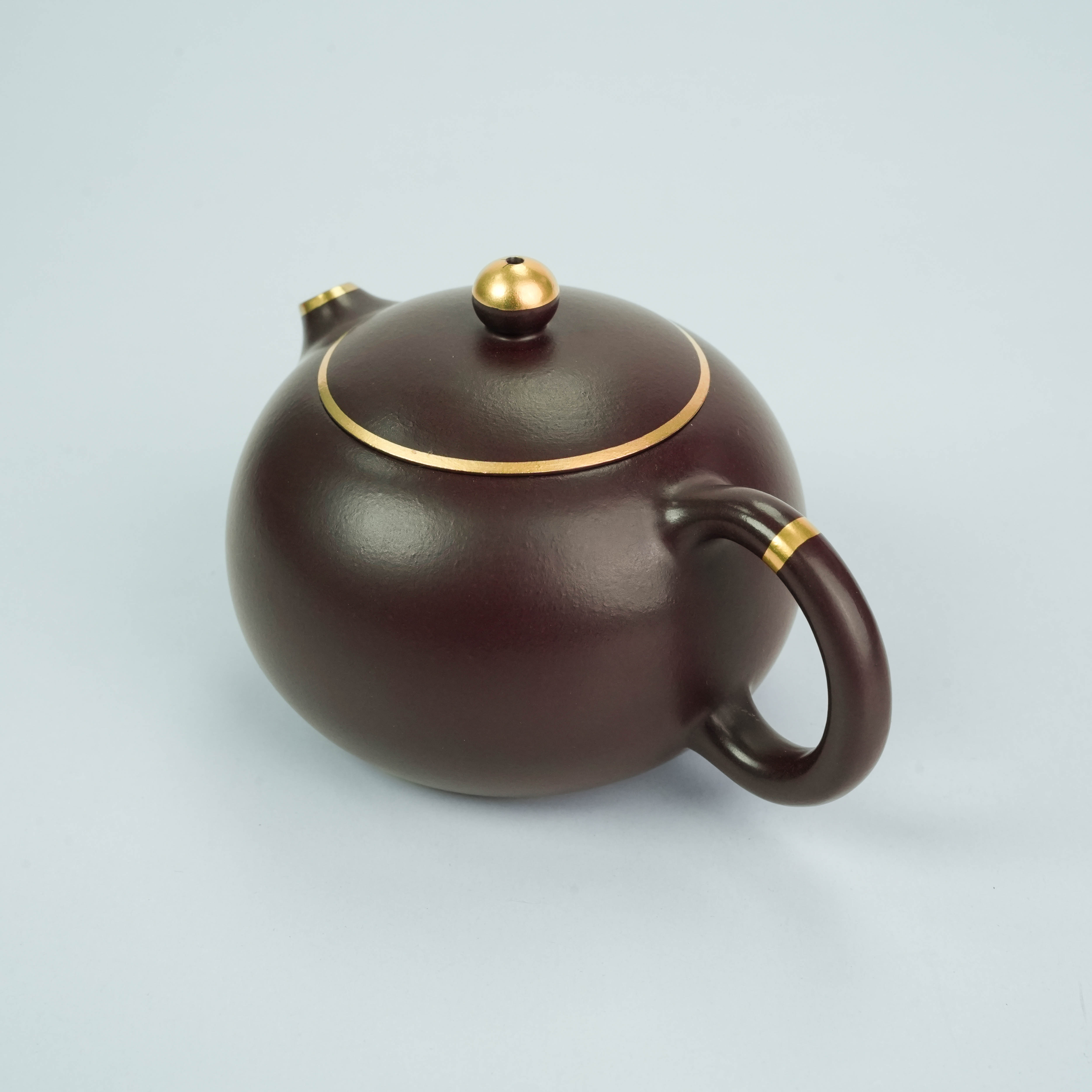 HTF-1194宜兴原矿手工紫砂壶紫罗兰描金西施160CC