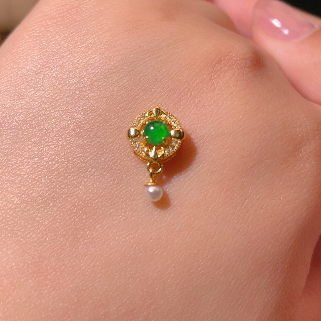 翡翠吊坠(不含链)银S925镶嵌