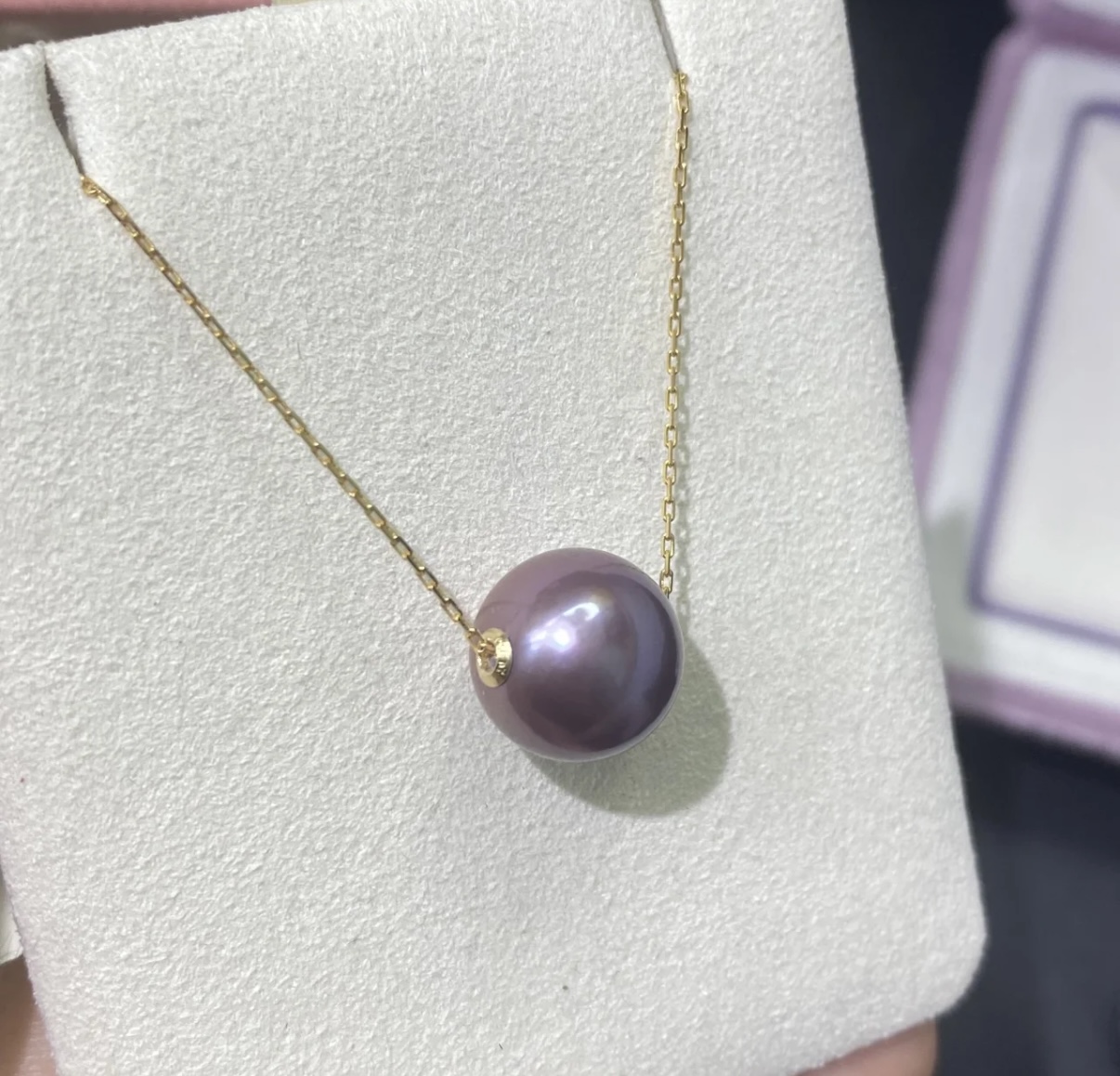 【冰哥推荐】淡水紫色珍珠吊坠  12-13mm左右  K金 多样性发一