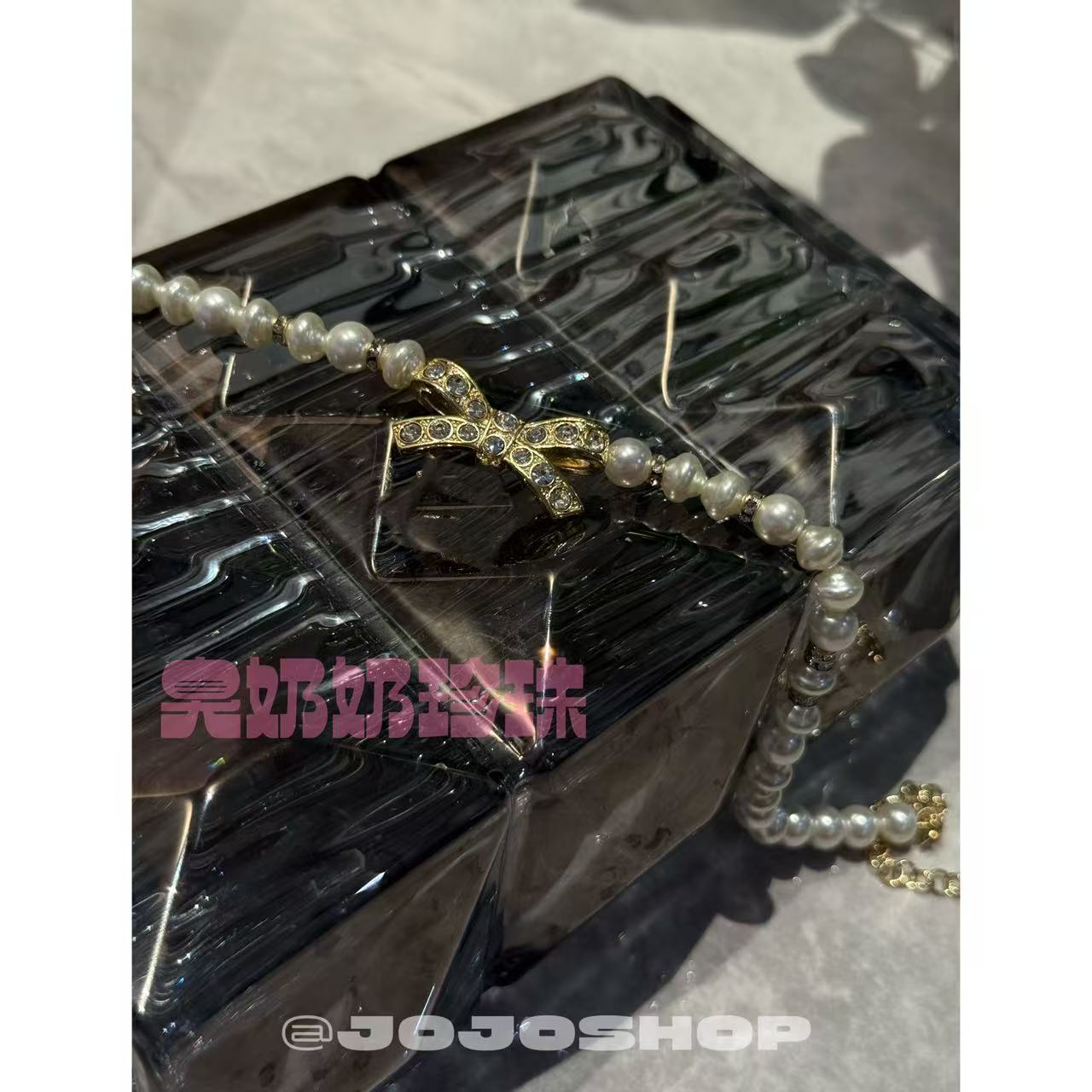 铜合金仿珍珠项链 【C家珍珠蝴蝶结项链】千金公主感