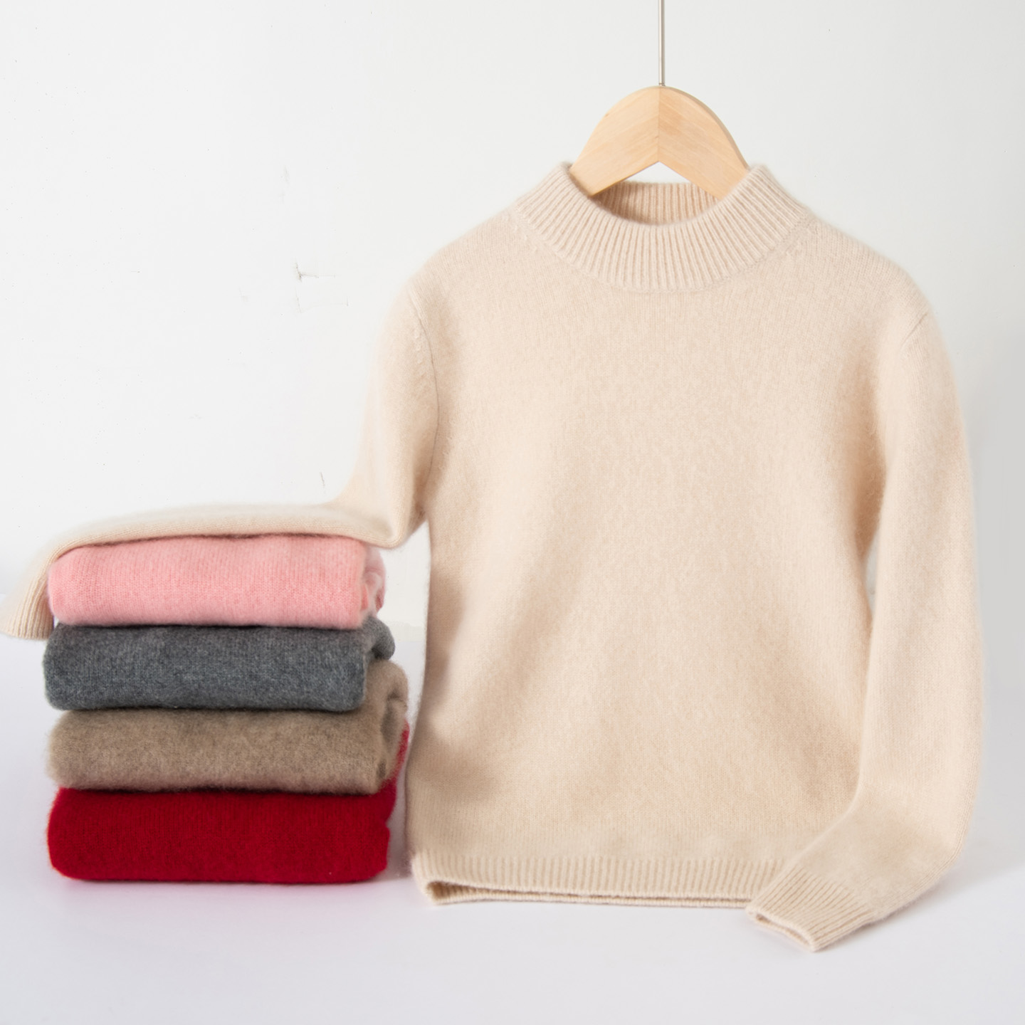 男女童韩版大童毛衣针织衫套头七针厚款半高领童装长袖