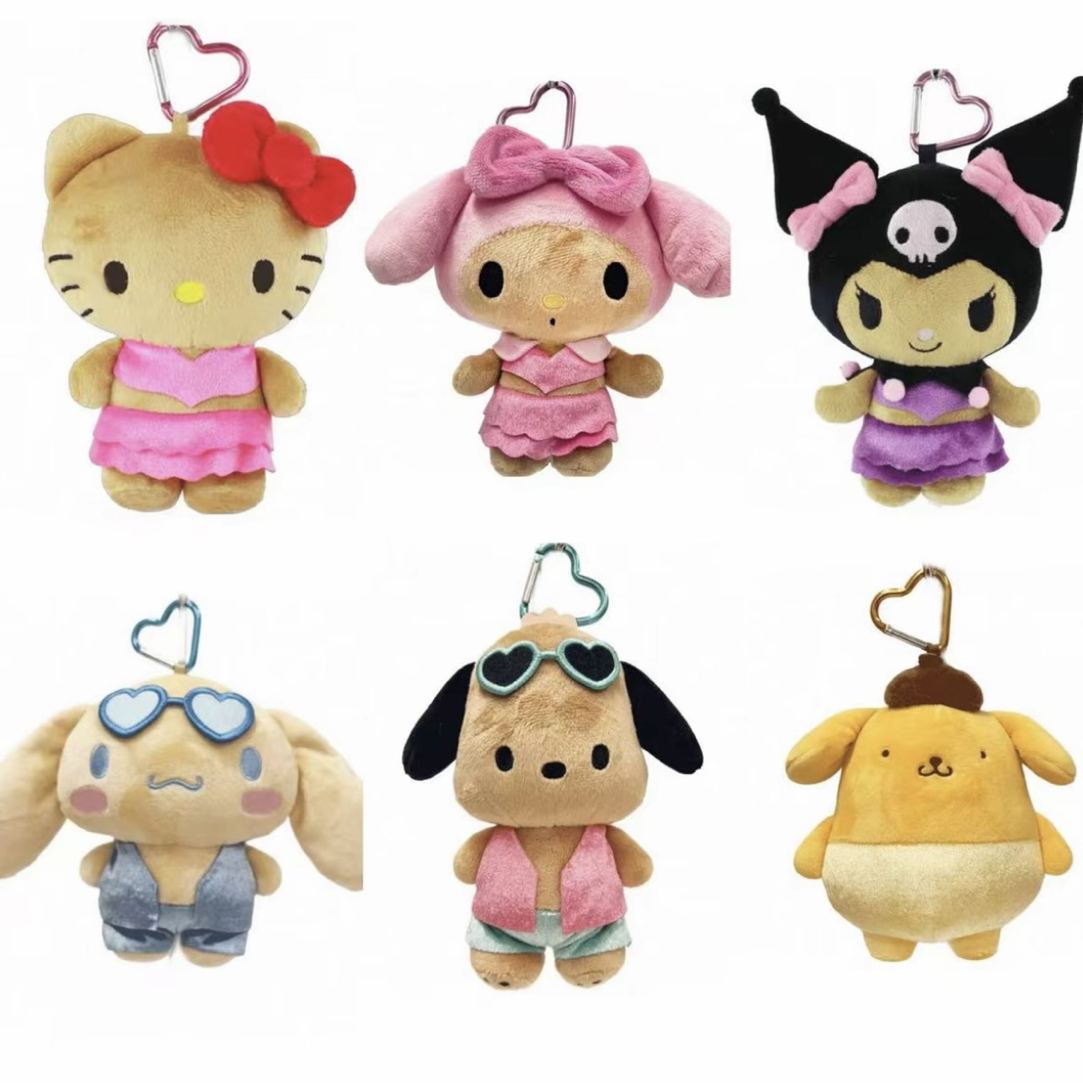 【日谷正版】三丽鸥 黑皮沙滩kt美乐蒂库洛米挂件