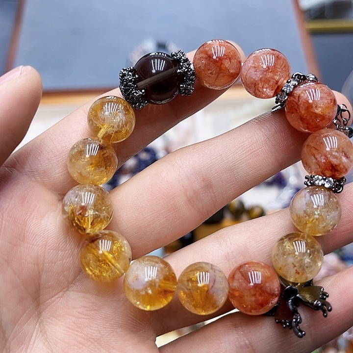 水晶手链银S925镶嵌红红红火火