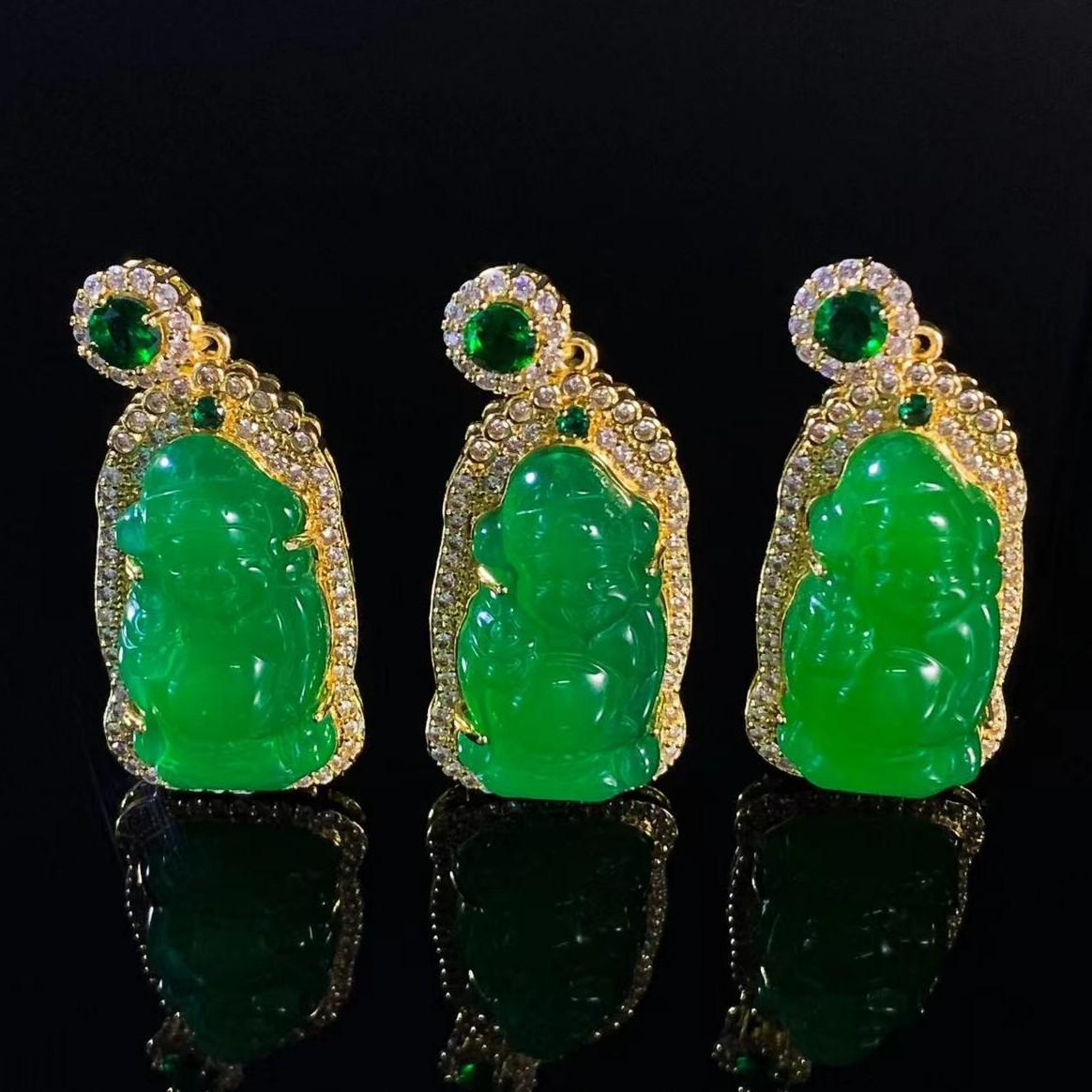 ST7080【任会长珠宝】秦紫绿玛瑙财神吊坠-配麻花链-多样性只发一件